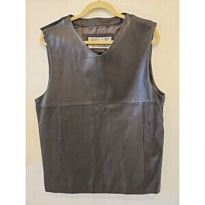 Pelle Wilson Leather Tank Top Medium Black Biker Unisex